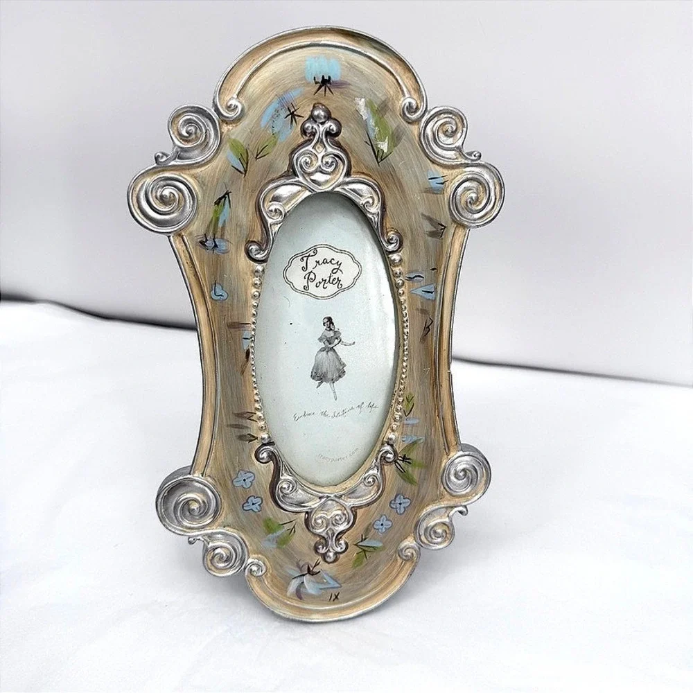 Tracy Porter April Frame Hand Painted Floral Scrollwork Cottagecore Shabby Chic